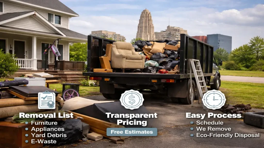 Residential junk removal service in Buffalo NY removing furniture